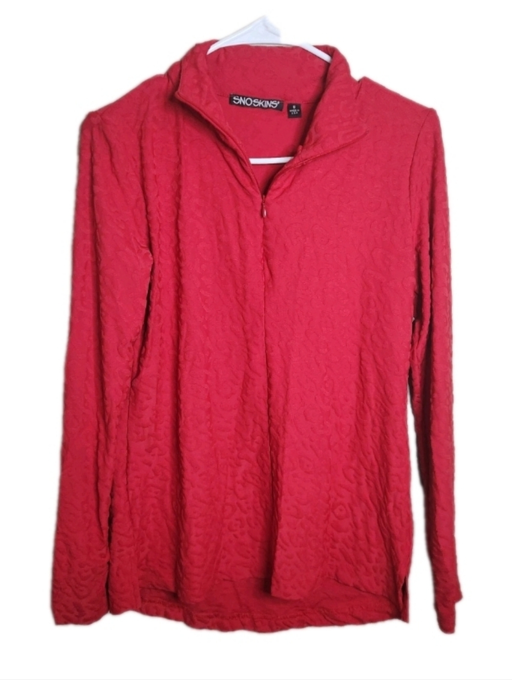 Sno Skins Red Textured Quarter Zip Sweater Top Size Small